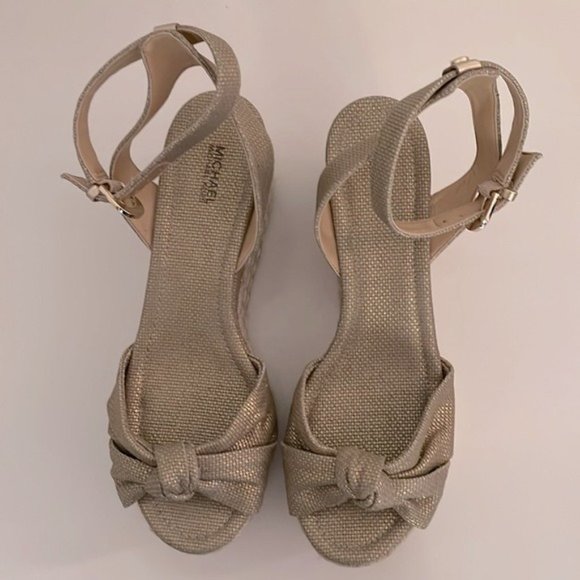Michael Michael Kors Gold Metallic Maxwell Wedge Sandals 9 - Picture 5 of 10